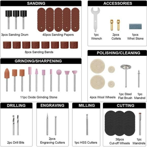 12V Cordless Rotary Tool Kit, 2.0Ah Battery,115 Rotary Tool Accessories - Picture 2 of 6